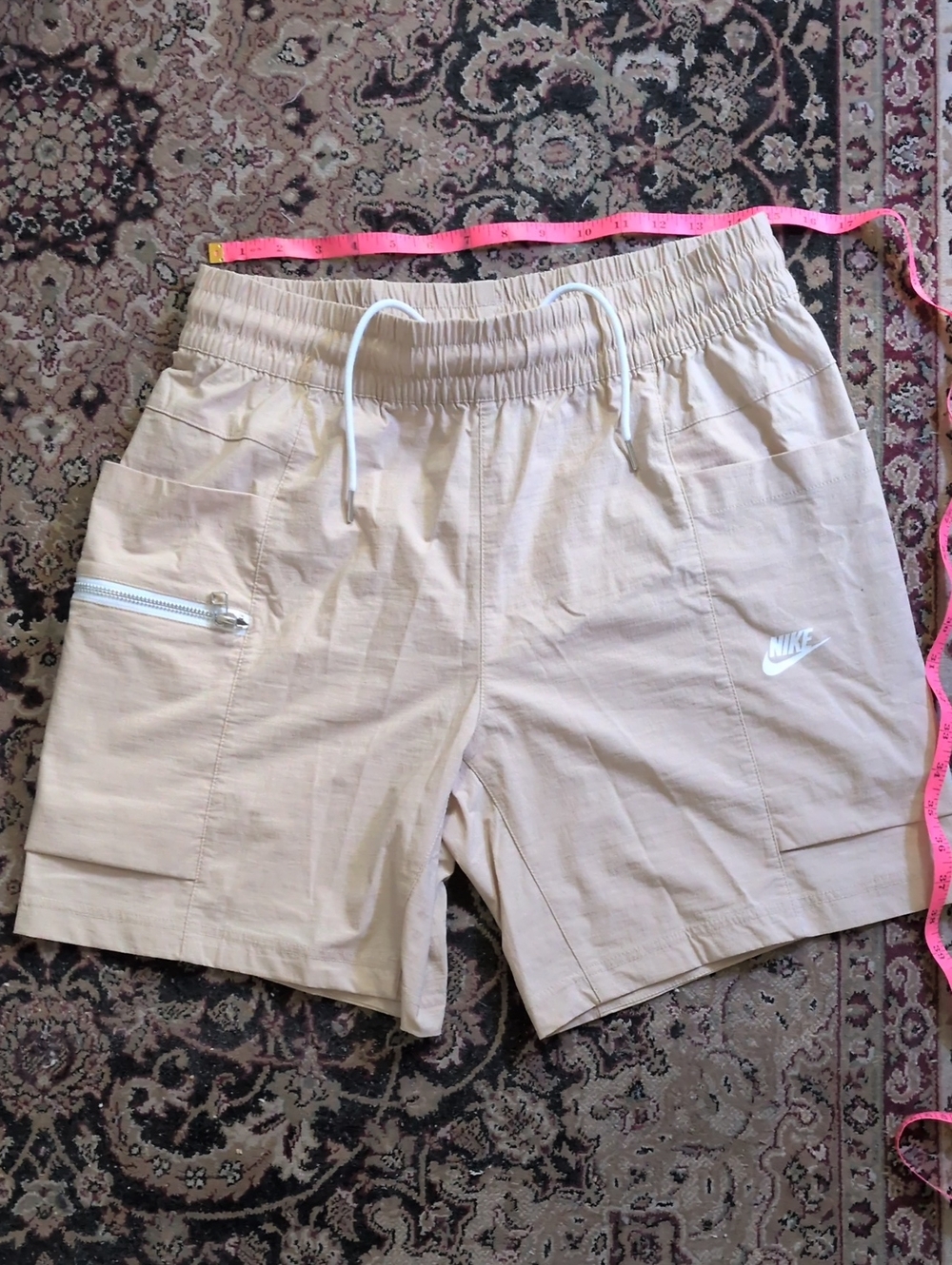 Nike Light Beige Cargo Shorts with Unique Zip Pocket